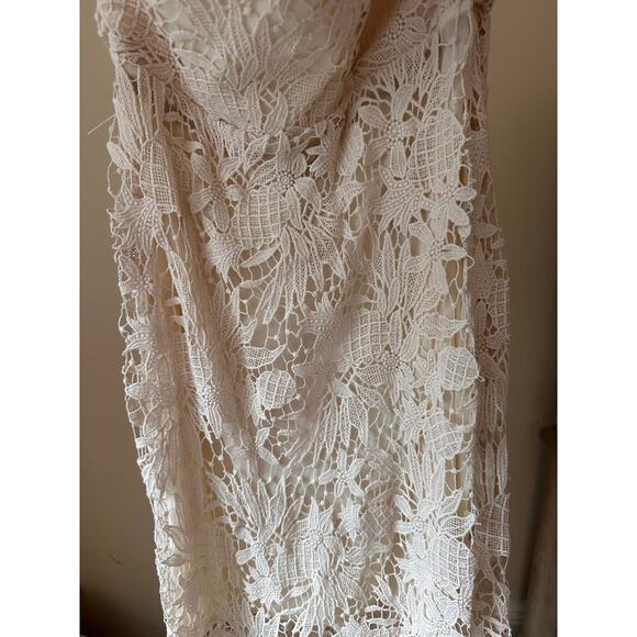 NEW NWT Maria Lucia Hohan Strapless Asymmetric Cotton Guipure Lace Midi Dress 8 - Picture 6 of 10